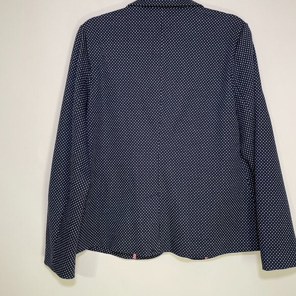 Women's Large Rafaella Navy Blue & White Buttoned Blazer Jacket - Picture 8 of 9